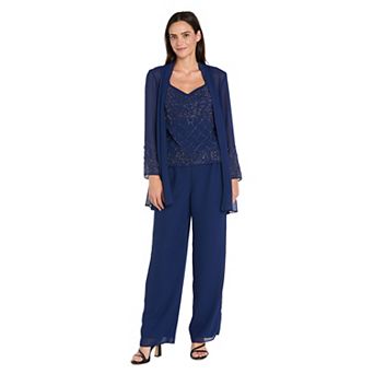 Women's R&M Richards Caviar-Beaded 3 pc Pantsuit
