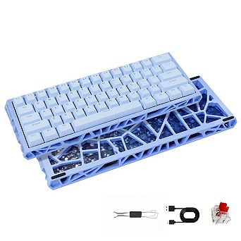 NJ61 Mechanical Keyboard 60 Percent 61 Keys Hot Swappable Linear Red Switch Gaming Setup