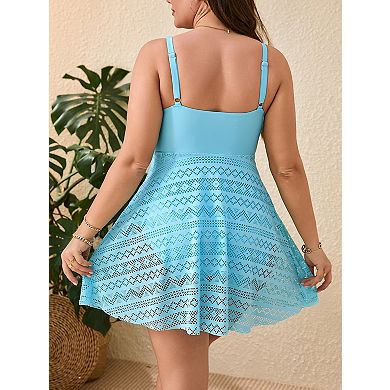 Elitechoice Plus Size One Piece Swimsuit for Women Lace Bathing Suit