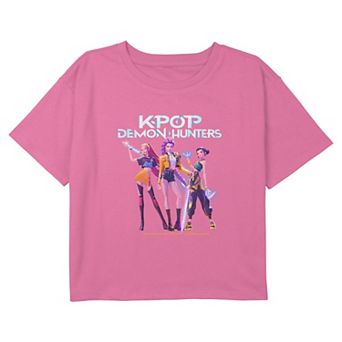 Girls 6-18 K-Pop Demon Hunters Huntrix Portrait Boxy Cropped Graphic Tee