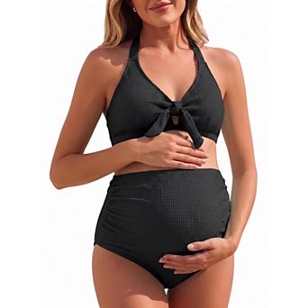 Elitechoice Maternity Two-Piece Bikini Swimsuit Pregnancy Bathing Suit Stretch Swimwear