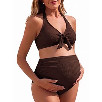 Elitechoice Maternity Two-Piece Bikini Swimsuit Pregnancy Bathing Suit Stretch Swimwear