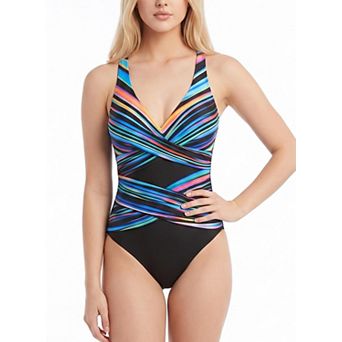 Elitechoice Eye-Catching Striped One-Piece Swimsuit Bathing Suit