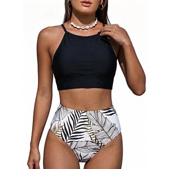 Elitechoice Print Bikini Set High Waist Swimsuit for Summer