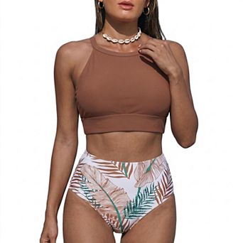 Elitechoice Print Bikini Set High Waist Swimsuit for Summer