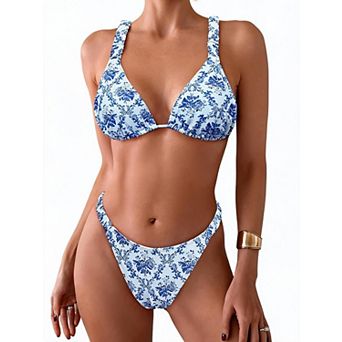 Elitechoice Women's Vintage Floral Bikini Set Two-Piece Bathing Suit 2 Floral Prints