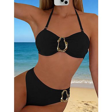 Elitechoice Women's Two-Piece Bikini Set Adjustable Tie Bathing Suit