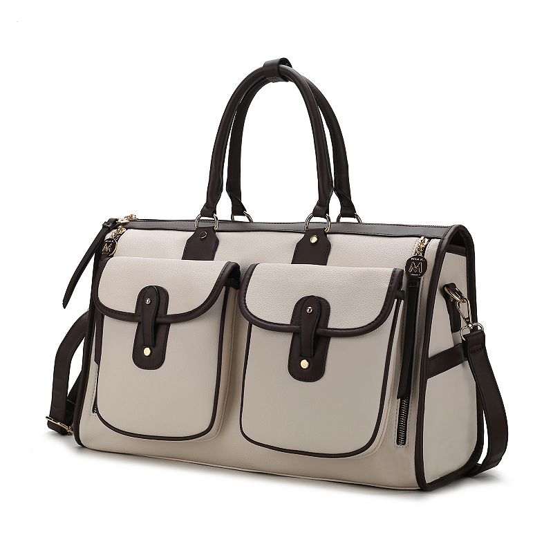 MKF Collection Genevieve Duffle Weekender Bag with Multiple Pockets, Beige