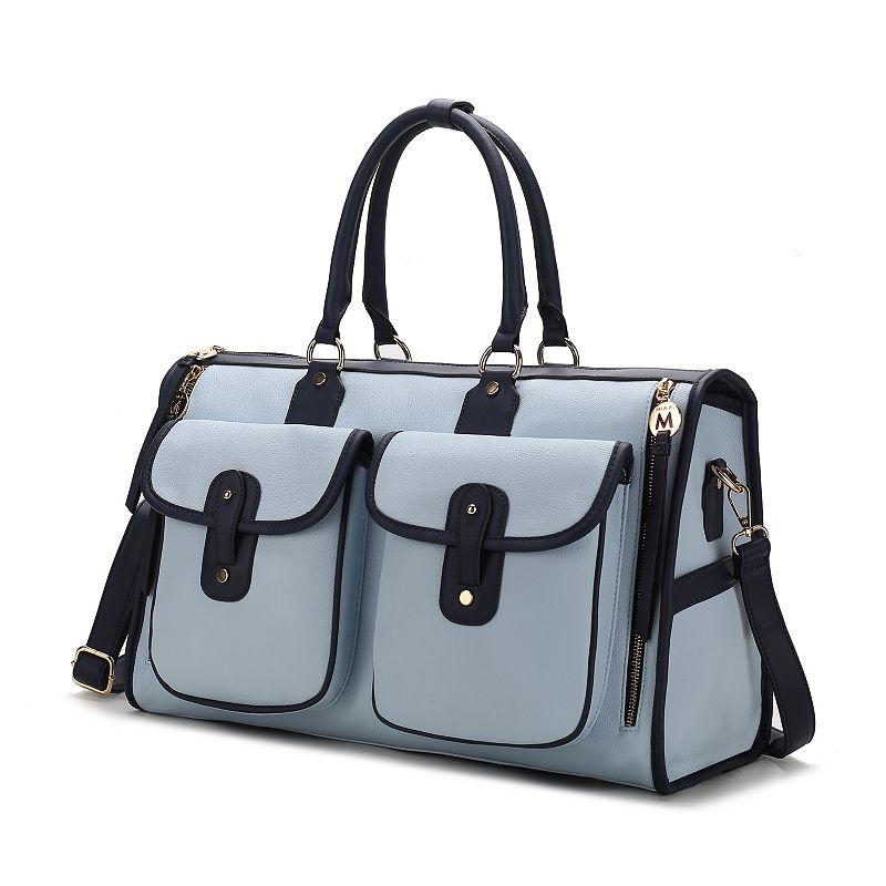 MKF Collection Genevieve Duffle Weekender Bag with Multiple Pockets, Light Blue