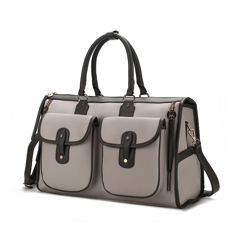 MKF Collection Genevieve Duffle Weekender Bag with Multiple Pockets, Light Grey