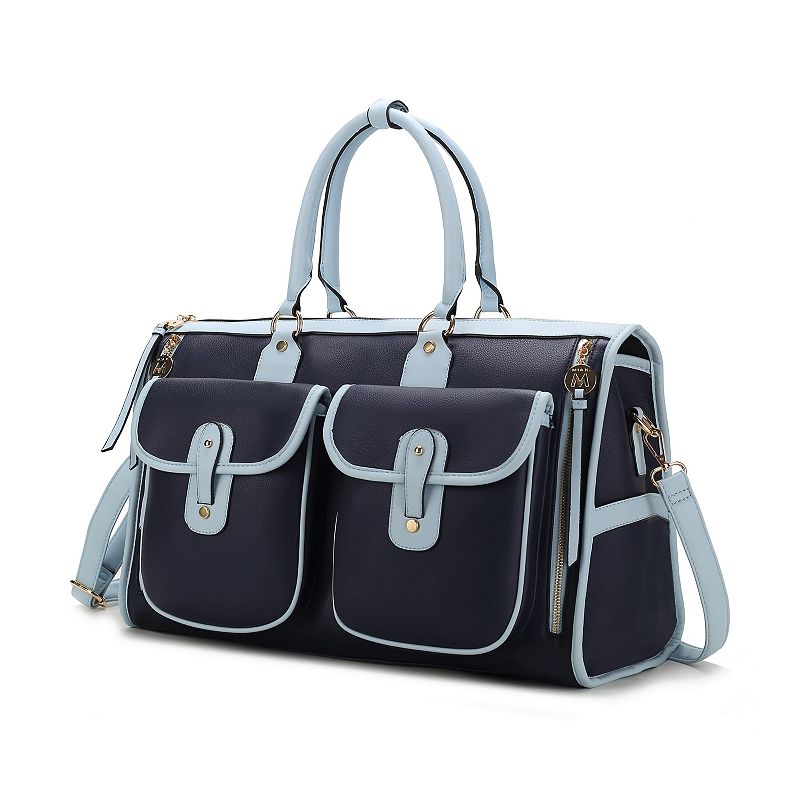 MKF Collection Genevieve Duffle Weekender Bag with Multiple Pockets, Blue