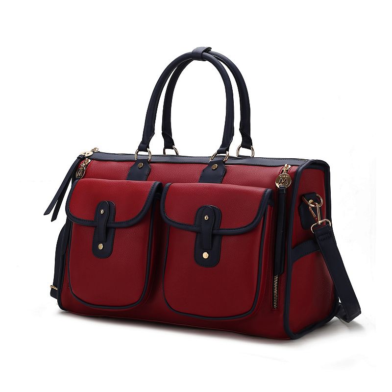 MKF Collection Genevieve Duffle Weekender Bag with Multiple Pockets, Red