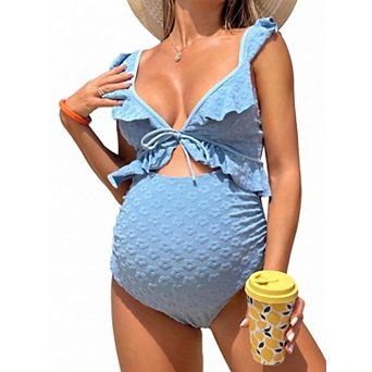 Women's V Neck One Piece Maternity Swimsuit