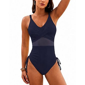 Women's V Neck Adjustable Strap One Piece Swimsuit