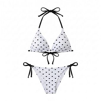 Elitechoice Women's Heart Print Triangle Bikini Set Two Piece Bathing Suits