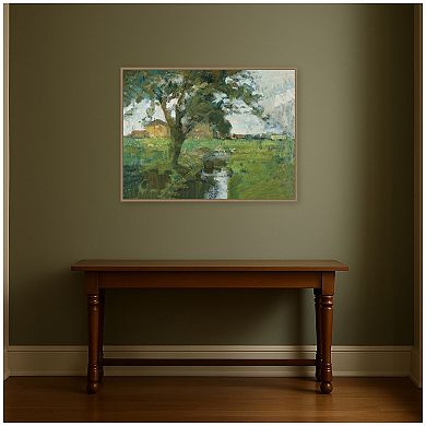 Farm Landscape Piet Mondrian by Nostalgia Prints Framed Canvas Wall Art Print