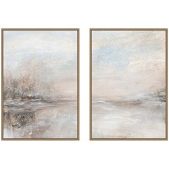 Unfold Blue Abstract Landscape 2 pc Framed Canvas Wall Art Set by Naomi Hink NLS Design