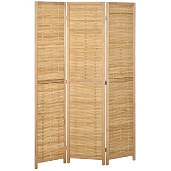 3 Panel Room Divider 5.5Ft Tall Portable Folding Privacy Screens Natural