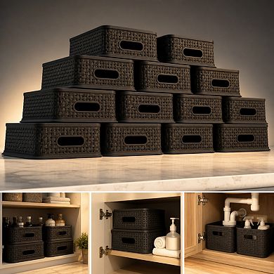 12 Pack Plastic Storage Baskets Small Pantry Organization Household Organizers
