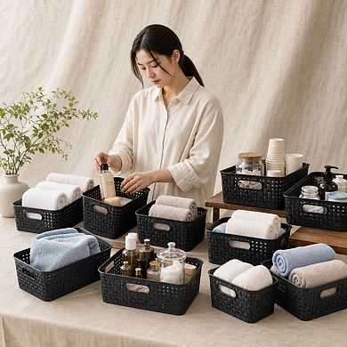 12 Pack Plastic Storage Baskets Small Pantry Organization Household Organizers