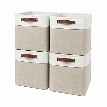 4 Pack Collapsible Fabric Storage Baskets With Handles For Home Office Organization
