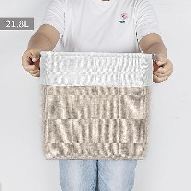 4 Pack Collapsible Fabric Storage Baskets With Handles For Home Office Organization