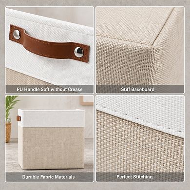 4 Pack Collapsible Fabric Storage Baskets With Handles For Home Office Organization