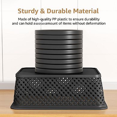 3 Pack Plastic Storage Baskets With Built In Handles For Home Office Organization
