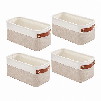 4-Pack Fabric Storage Baskets with Handles for Closet Shelves Home Organization