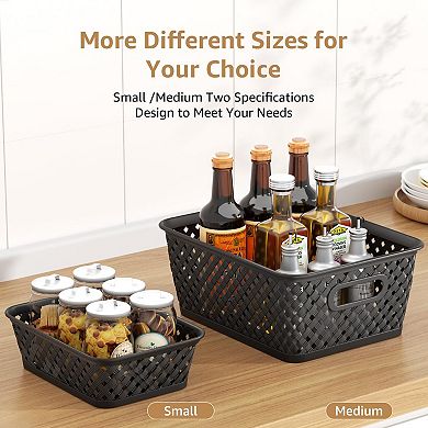 3 Pack Plastic Storage Baskets Durable Built in Handles Multi Purpose Organizer