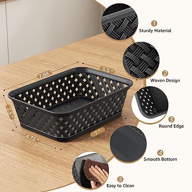 3 Pack Plastic Storage Baskets Durable Built in Handles Multi Purpose Organizer