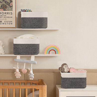 4 Pack Cotton Rope Storage Baskets Durable Rustic Home Organization For Shelves Closets
