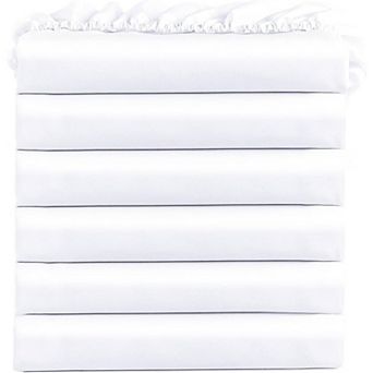 Twin Fitted Sheets, Bulk Pack of 6, Deep Pocket, Soft Microfiber Bottom Sheets for Home, Hotels