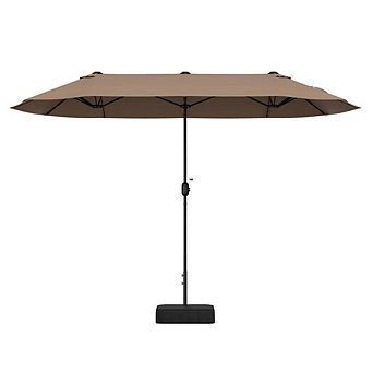 13ft Double-Sided Twin Patio Umbrella Crank Handle Gray With Tilt Adjust