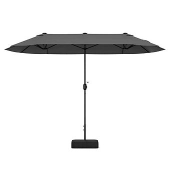 13ft Double-Sided Twin Patio Umbrella Crank Handle Gray With Tilt Adjust