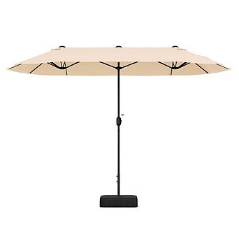 13ft Double-Sided Twin Patio Umbrella Crank Handle Gray With Tilt Adjust