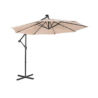 10Ft Solar Cantilever Patio Offset Umbrella with Tilting Mechanism