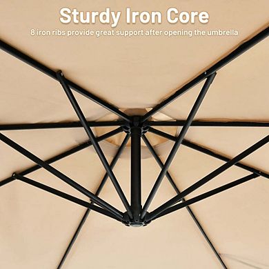 10ft 8-Rib Cantilever Offset Umbrella Cross Base Blue With Tilt Function