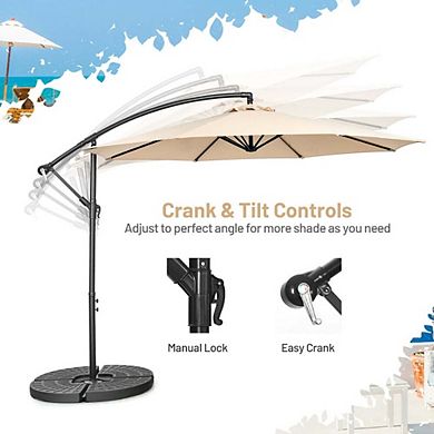 10ft 8-Rib Cantilever Offset Umbrella Cross Base Blue With Tilt Function