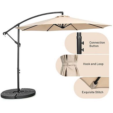 10ft 8-Rib Cantilever Offset Umbrella Cross Base Blue With Tilt Function