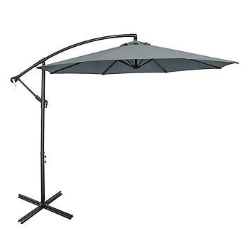 10ft 8-Rib Cantilever Offset Umbrella Cross Base Blue With Tilt Function