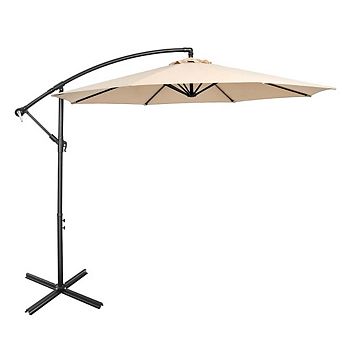10ft 8-Rib Cantilever Offset Umbrella Cross Base Blue With Tilt Function