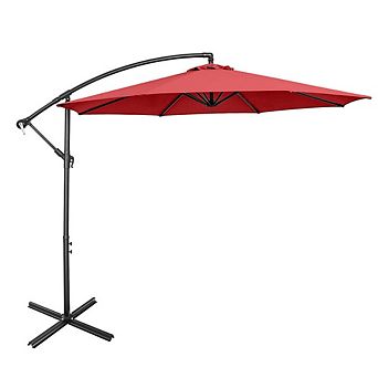 10ft 8-Rib Cantilever Offset Umbrella Cross Base Blue With Tilt Function