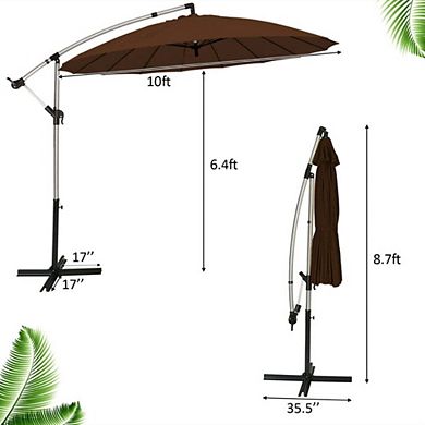 10Ft Offset Hanging Market Patio Umbrella for Poolside Lawn Backyard Garden