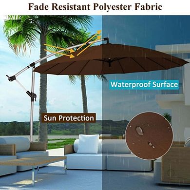 10Ft Offset Hanging Market Patio Umbrella for Poolside Lawn Backyard Garden