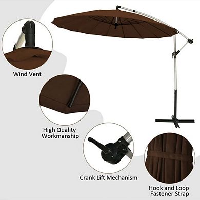 10Ft Offset Hanging Market Patio Umbrella for Poolside Lawn Backyard Garden