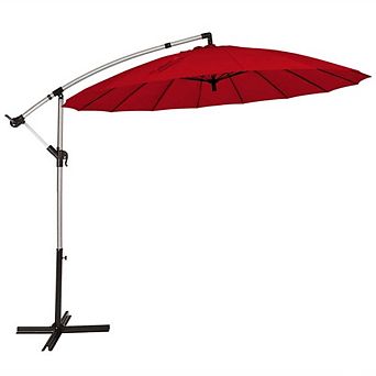 10Ft Offset Hanging Market Patio Umbrella for Poolside Lawn Backyard Garden