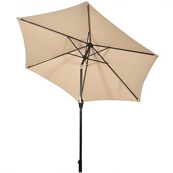 9ft Market Patio Table Umbrella Crank Lift Push Button Tilt