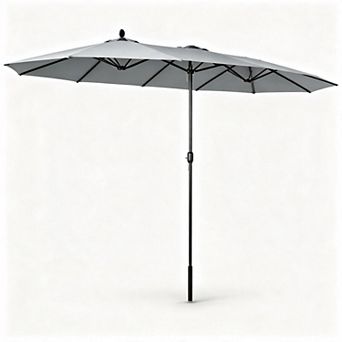 15ft Double-Sided Twin Patio Umbrella Crank With Base Navy Featuring Tilt Function