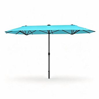 13ft Double-Sided Solar Cantilever Umbrella, Tilt for Garden Pool Backyard Cafe